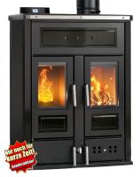 Klover BI-FIRE MID Kombi Kaminofen Holz Pellet wasserführend Stahl schwarz 27,4 kw